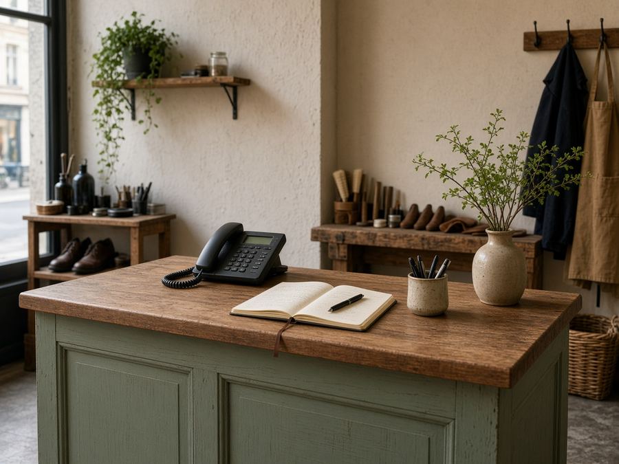 Contact desk at Frozen Meadow Atelier in Lille